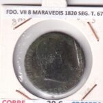 CRE9576 MONEDA ESPAÑA FERNANDO VII 8 MARAVEDIS 1820 SEGOVIA TIPO 67 COBRE