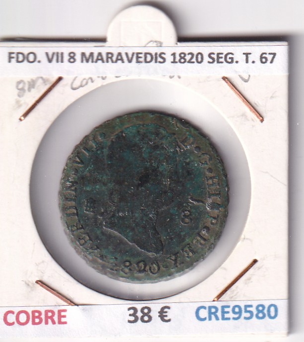 CRE9580 CRE9580 MONEDA ESPAÑA FERNANDO VII 8 MARAVEDIS 1820 SEGOVIA TIPO 67 COBRE - Imagen 1