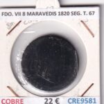 CRE9581 MONEDA ESPAÑA FERNANDO VII 8 MARAVEDIS 1820 SEGOVIA TIPO 67 COBRE