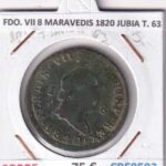 CRE9593 MONEDA ESPAÑA FERNANDO VII 8 MARAVEDIS 1820 JUBIA TIPO 63 COBRE