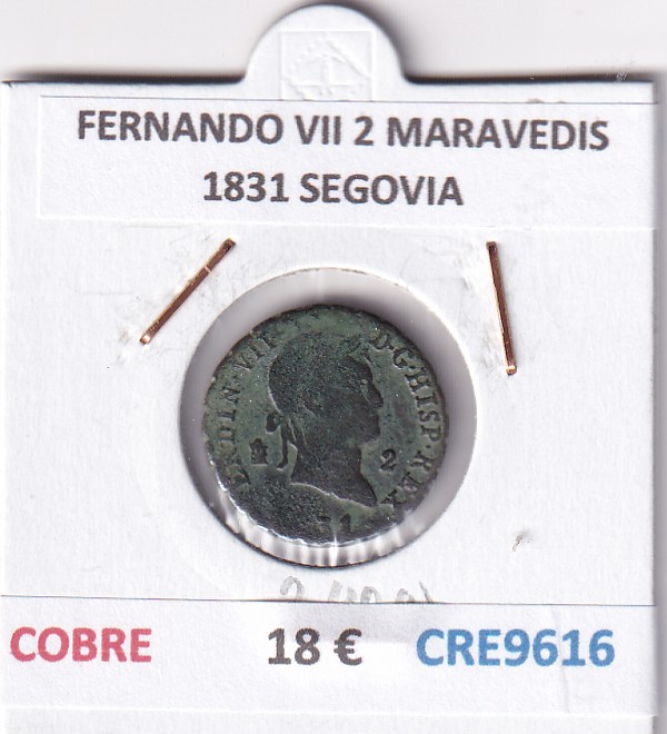 CRE9616 CRE9616 MONEDA ESPAÑA FERNANDO VII 2 MARAVEDIS 1831 SEGOVIA COBRE - Imagen 1