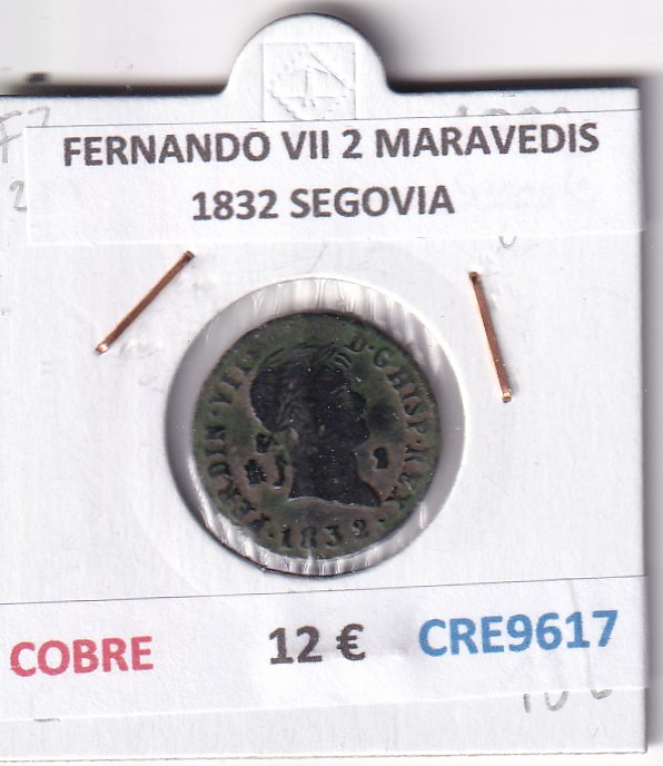 CRE9617 CRE9617 MONEDA ESPAÑA FERNANDO VII 2 MARAVEDIS 1832 SEGOVIA COBRE - Imagen 1