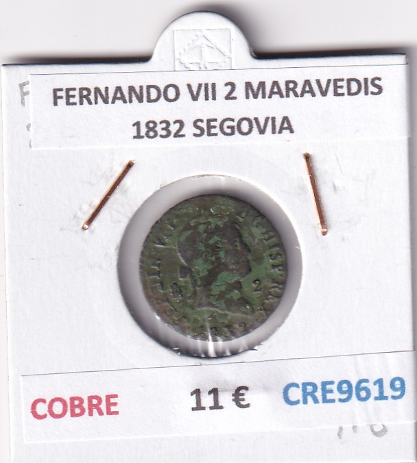 CRE9619 CRE9619 MONEDA ESPAÑA FERNANDO VII 2 MARAVEDIS 1832 SEGOVIA COBRE - Imagen 1