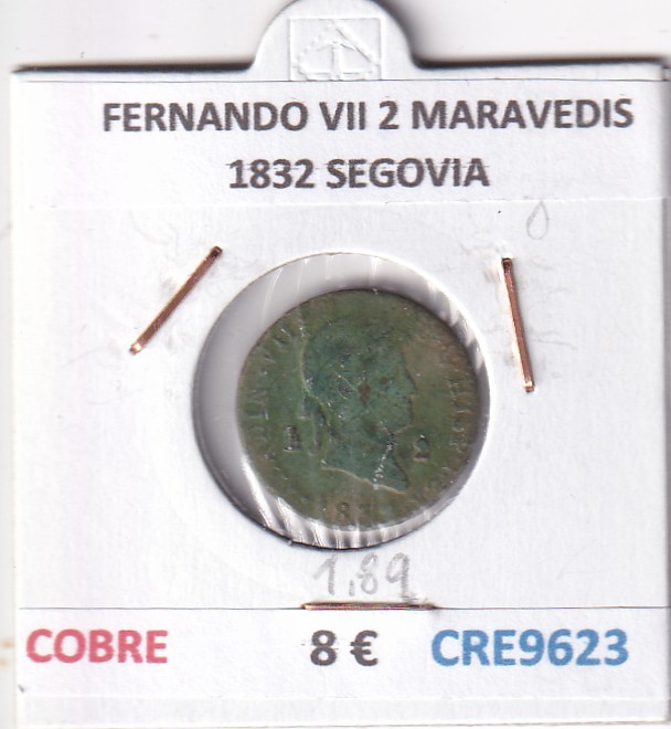 CRE9623 CRE9623 MONEDA ESPAÑA FERNANDO VII 2 MARAVEDIS 1832 SEGOVIA COBRE - Imagen 1
