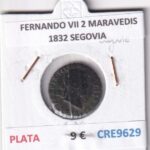 CRE9629 MONEDA ESPAÑA FERNANDO VII 2 MARAVEDIS  1832 SEGOVIA COBRE