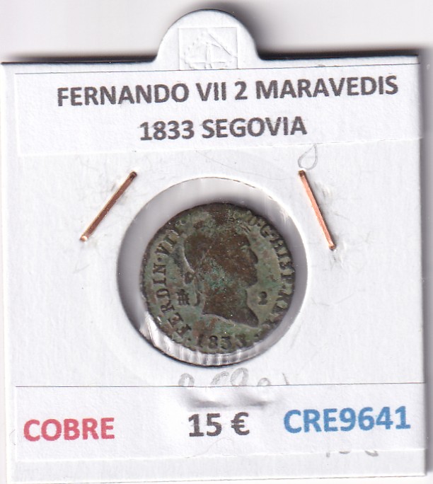 CRE9641 CRE9641 MONEDA ESPAÑA FERNANDO VII 2 MARAVEDIS 1833 SEGOVIA COBRE - Imagen 1