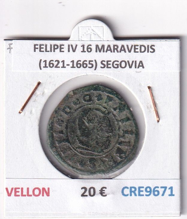 CRE9671 CRE9671 MONEDA ESPAÑA FELIPE IV 16 MARAVEDIS (1621-1665) SEGOVIA VELLON - Imagen 1