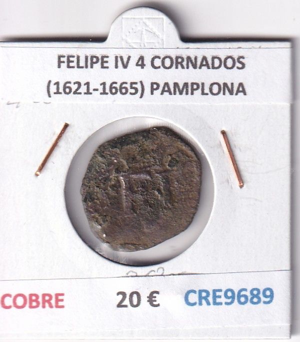 CRE9689 CRE9689 MONEDA ESPAÑA FELIPE IV 4 CORNADOS (1621-1665) PAMPLONA COBRE - Imagen 1