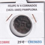 CRE9693 MONEDA ESPAÑA FELIPE IV 4 CORNADOS (1621-1665) PAMPLONA COBRE