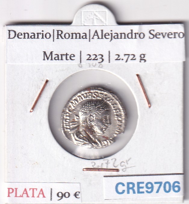 CRE9706 CRE9706 MONEDA ROMANA DENARIO ROMA ALEJANDRO SEVERO MARTE 223 - Imagen 1