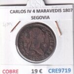 CRE9719 MONEDA ESPAÑA CARLOS IV 4 MARAVEDIS 1807 SEGOVIA COBRE