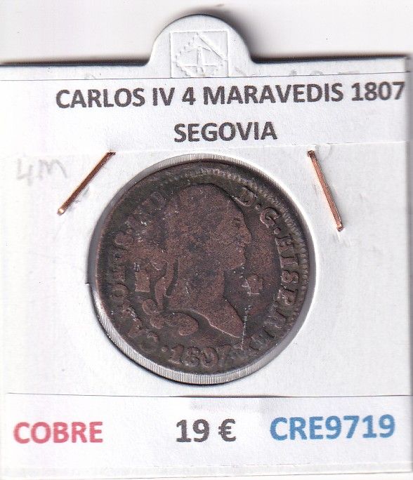 CRE9719 CRE9719 MONEDA ESPAÑA CARLOS IV 4 MARAVEDIS 1807 SEGOVIA COBRE - Imagen 1