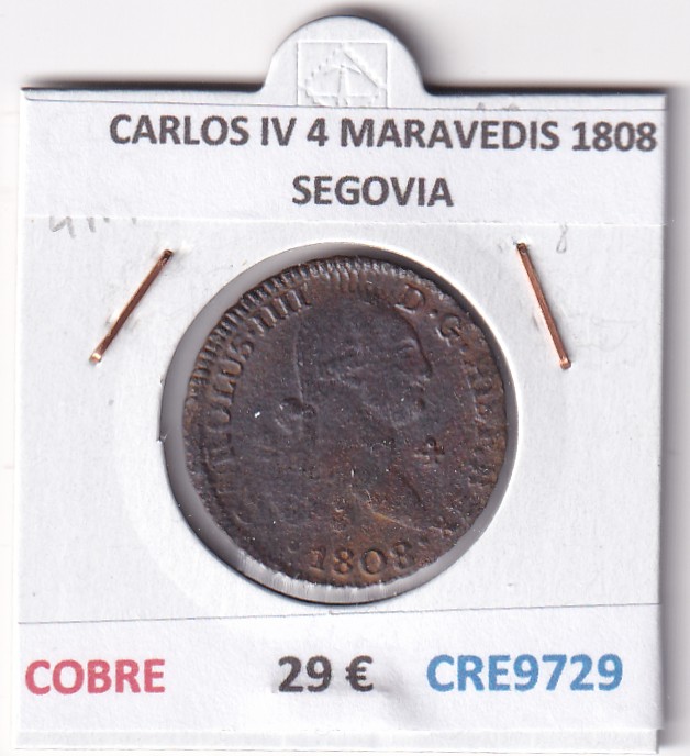 CRE9729 CRE9729 MONEDA ESPAÑA CARLOS IV 4 MARAVEDIS 1808 SEGOVIA COBRE - Imagen 1