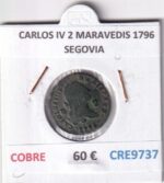 CRE9737 MONEDA ESPAÑA CARLOS IV 2 MARAVEDIS 1796 SEGOVIA COBRE