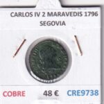CRE9738 MONEDA ESPAÑA CARLOS IV 2 MARAVEDIS 1796 SEGOVIA COBRE