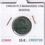 CRE9739 MONEDA ESPAÑA CARLOS IV 2 MARAVEDIS 1796 SEGOVIA COBRE