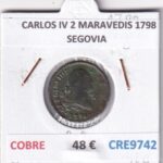 CRE9742 MONEDA ESPAÑA CARLOS IV 2 MARAVEDIS 1798 SEGOVIA COBRE