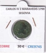 CRE9745 MONEDA ESPAÑA CARLOS IV 2 MARAVEDIS 1799 SEGOVIA COBRE