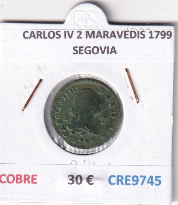 CRE9745 CRE9745 MONEDA ESPAÑA CARLOS IV 2 MARAVEDIS 1799 SEGOVIA COBRE - Imagen 1
