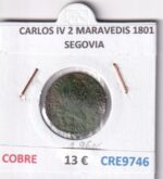 CRE9746 MONEDA ESPAÑA CARLOS IV 2 MARAVEDIS 1801 SEGOVIA COBRE