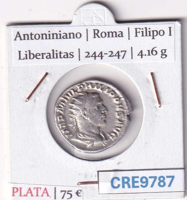 CRE9787 CRE9787 MONEDA ROMANA ANTONINIANO ROMA FILIPO I LIBERALITAS 244-247 - Imagen 1