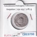 CRE9798 MONEDA ROMANA ANTONINIANO ANTIOQUIA TREBONIANO GALO AEQUITAS 251-253
