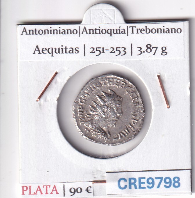 CRE9798 CRE9798 MONEDA ROMANA ANTONINIANO ANTIOQUIA TREBONIANO GALO AEQUITAS 251-253 - Imagen 1