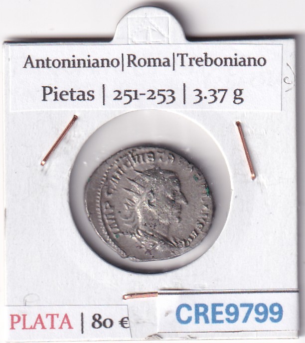 CRE9799 CRE9799 MONEDA ROMANA ANTONINIANO ROMA TREBONIANO GALO PIETAS 251-253 - Imagen 1