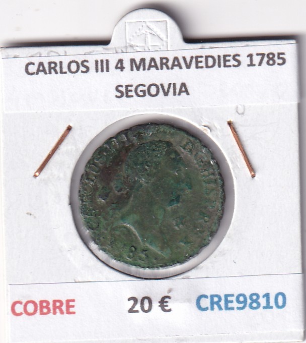 CRE9810 CRE9810 MONEDA ESPAÑA CARLOS III 4 MARAVEDIES 1785 SEGOVIA COBRE - Imagen 1