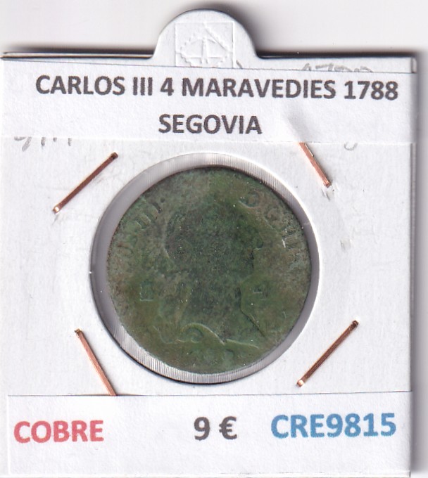 CRE9815 CRE9815 MONEDA ESPAÑA CARLOS III 4 MARAVEDIES 1788 SEGOVIA COBRE - Imagen 1