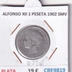 CRE9819 MONEDA ESPAÑA ALFONSO XII 1 PESETA 1902 SMV PLATA