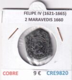 CRE9820 MONEDA ESPAÑA FELIPE IV (1621-1665) 2 MARAVEDIS 1660 COBRE