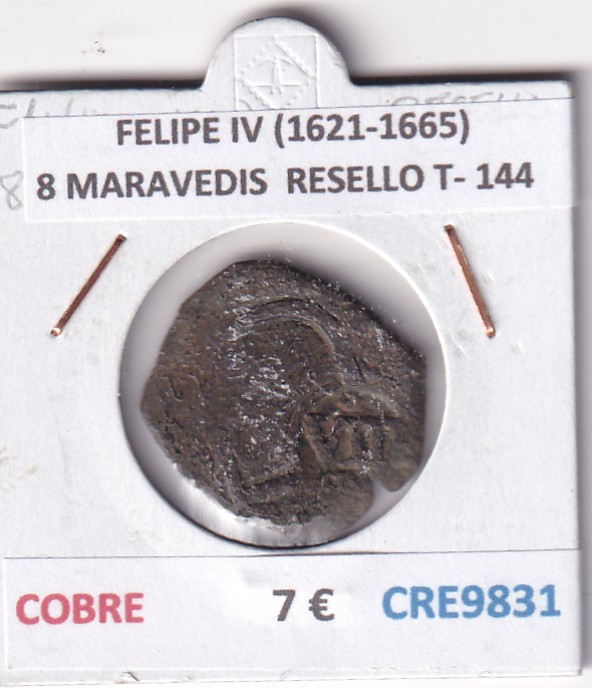 CRE9831 CRE9831 MONEDA ESPAÑA FELIPE IV (1621-1665) 8 MARAVEDIS RESELLO TIPO 144 COBRE - Imagen 1