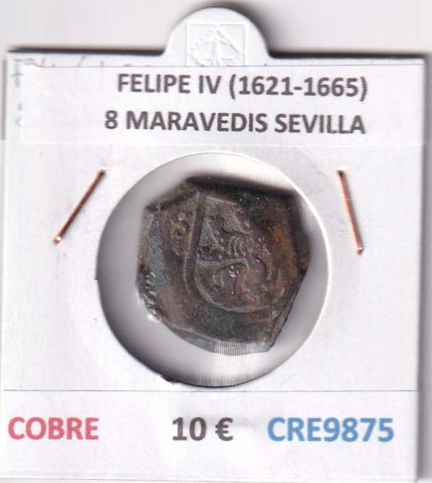 CRE9875 CRE9875 MONEDA ESPAÑA FELIPE IV (1621-1665) 8 MARAVEDIS SEVILLA COBRE - Imagen 1