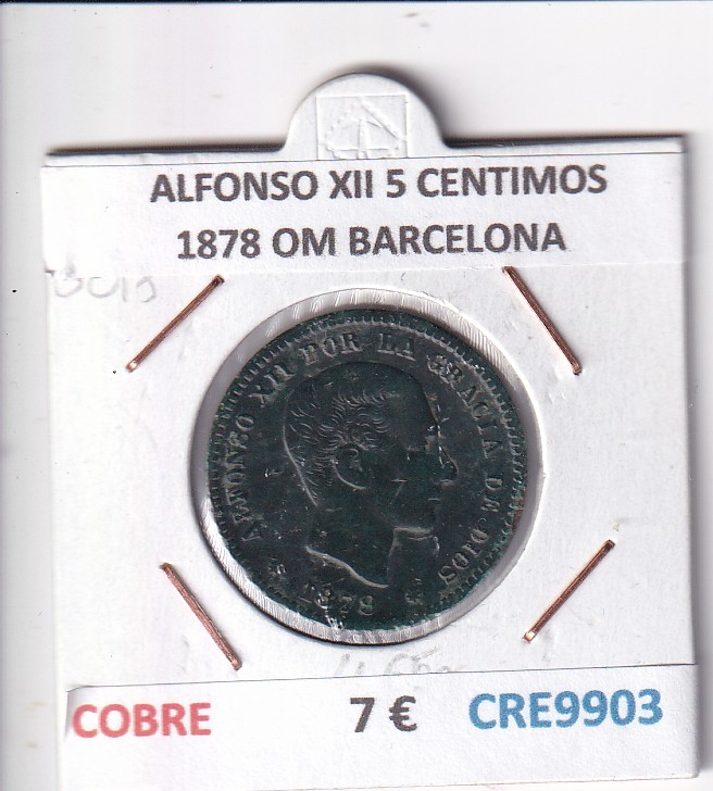 CRE9903 CRE9903 MONEDA ESPAÑA ALFONSO XII 5 CENTIMOS 1878 OM BARCELONA - Imagen 1