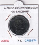 CRE9974 MONEDA ESPAÑA ALFONSO XII 5 CENTIMOS 1879 OM BARCELONA COBRE