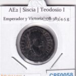 CRF0058 MONEDA AE2 SISCIA TEODOSIO I EMPERADOR Y VICTORIA 378-383