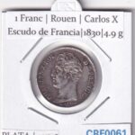 CRF0061 MONEDA FRANCIA 1 FRANC ROUEN CARLOS X 1830