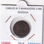 CRF0202 MONEDA ESPAÑA CARLOS III 2 MARAVEDIS 1788 SEGOVIA COBRE
