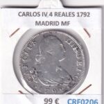 CRF0206 MONEDA ESPAÑA CARLOS IV 4 REALES 1792 MADRID MF PLATA