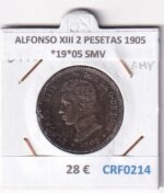 CRF0214 MONEDA ESPAÑA ALFONSO XIII 2 PESETAS 1905 *19*05 SMV PLATA