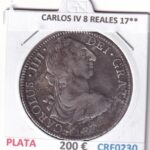 CRF0230 MONEDA ESPAÑA CARLOS IV 8 REALES 17** MEXICO BUSTO CARLOS III PLATA