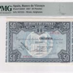 CRPMG053 BILLETE ENCAPSULADO ESPAÑA BILBAO 50 PESETAS 1937 PMG 50