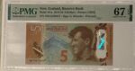 CRPMG054 BILLETE ENCAPSULADO NUEVA ZELANDA 5 DOLARES 2015-16 P-191A PMG 67