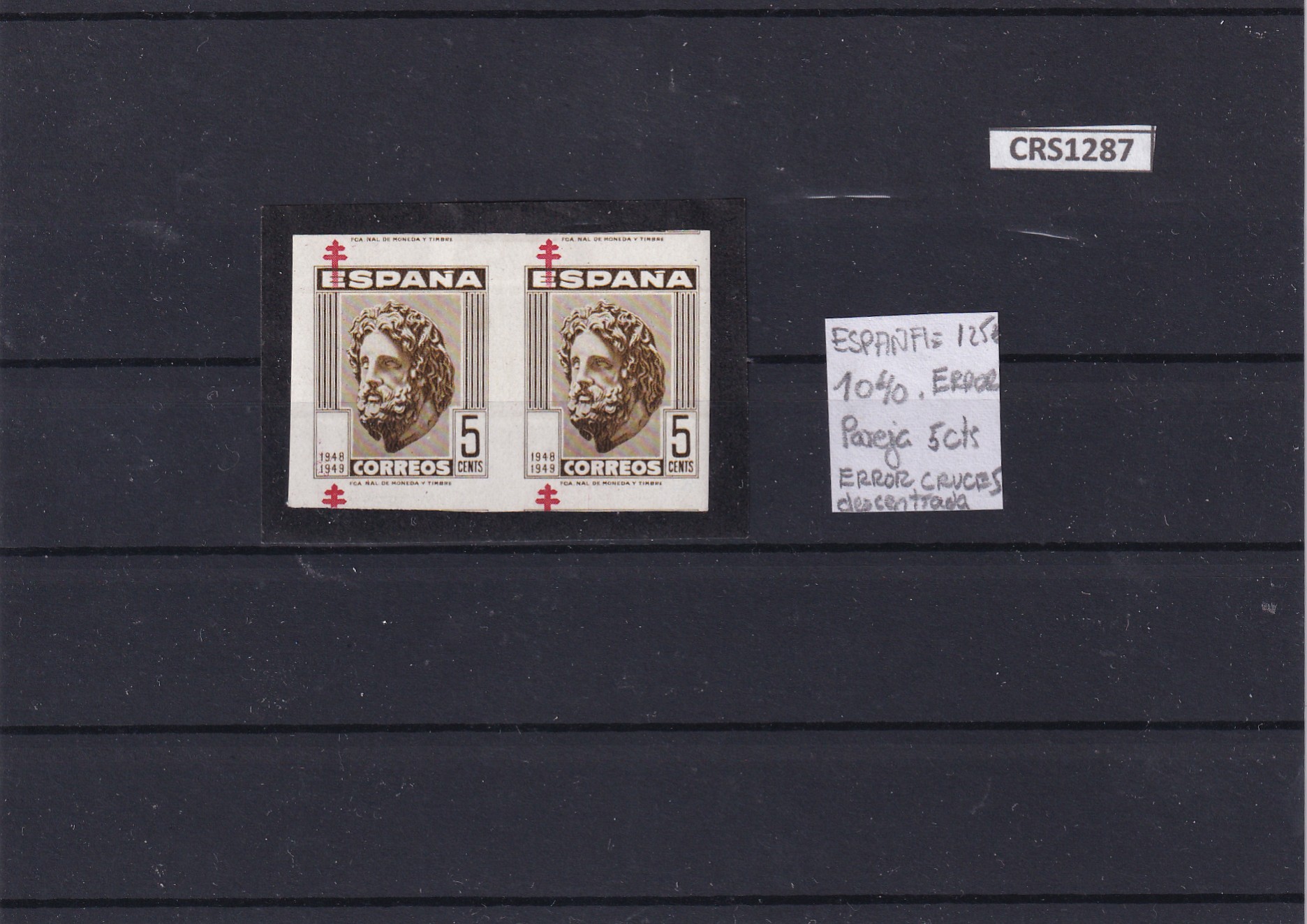 CRS1287 CRS1287 SELLOS ESPAÑA Nº CATALOGO 1040 PAREJA ERROR CRUCESW DESENTRADAS - Imagen 1