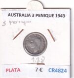CR4824 MONEDA AUSTRALIA 3 PENIQUE 1943 PLATA