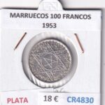 CR4830 MONEDA MARRUECOS 100 FRANCOS 1953 PLATA