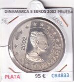 CR4833 MONEDA DINAMARCA 5 EUROS 2002 PRUEBA PLATA