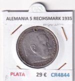 CR4844 MONEDA ALEMANIA 5 RECIHSMARK 1935 PLATA
