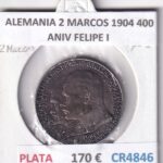 CR4846 MONEDA ALEMANIA 2 MARCOS 1904 400 ANIV FELIPE I PLATA